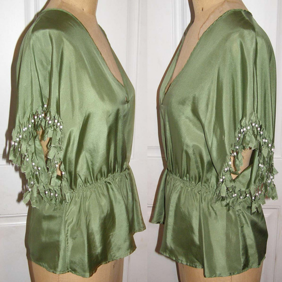 NWT See by Chloe green silk top M/L 8-10 44 euro - Picture 2 of 7